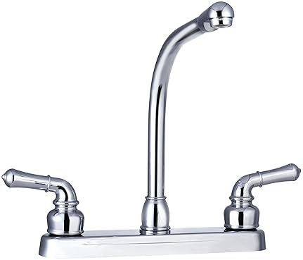 DURA FAUCET HI-RISE RV KITCHEN SINK FAUCET WITH CLASSICAL LEVERS - CHROME FINISH