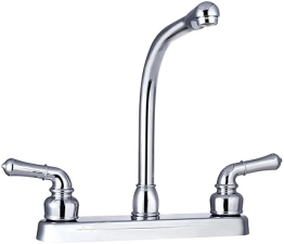 DURA FAUCET HI-RISE RV KITCHEN SINK FAUCET WITH CLASSICAL LEVERS - CHROME FINISH