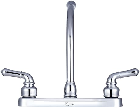 DURA FAUCET HI-RISE RV KITCHEN SINK FAUCET WITH CLASSICAL LEVERS - CHROME FINISH