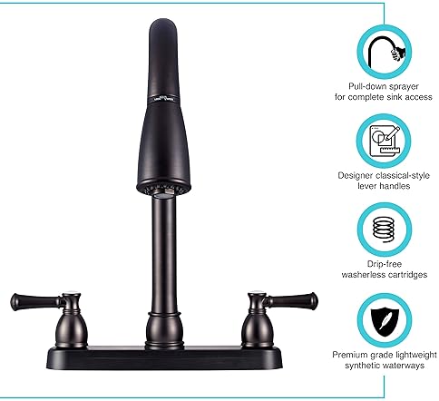 DURA FAUCET DF-PK350L-VB LOW WEIGHT METALLIC PLATING OVER ABS PLASTIC RESIN TWO-HANDLE PULL-DOWN RV