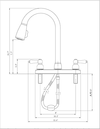DURA FAUCET DF-PK350L-VB LOW WEIGHT METALLIC PLATING OVER ABS PLASTIC RESIN TWO-HANDLE PULL-DOWN RV