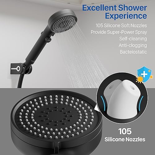 AWELIFE HIGH PRESSURE RV SHOWER HEAD WITH HANDHELD ON/OFF SWITCH - MATTE BLACK