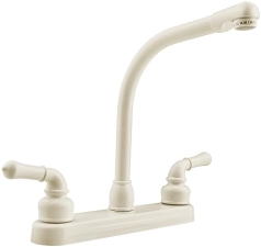 DURA FAUCET HI-RISE RV KITCHEN SINK FAUCET WITH CLASSICAL LEVERS - BISQUE PARCHMENT