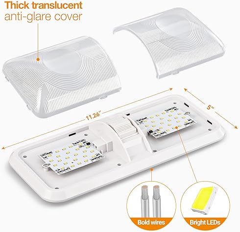 AALEDS 12V RV INTERIOR LED LIGHTS 1000LM, 8W CAMPER FIXTURES, DOME LIGHT WITH SWITCH - NATURAL WHITE (4 PACK)