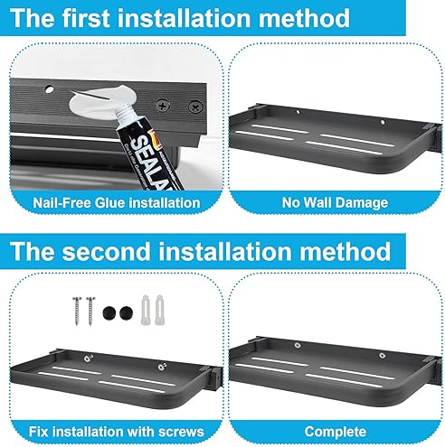 YEXEXINM RV ALUMINUM FOLD-DOWN WALL SHELF 2-PACK | HIDDEN WALL-MOUNTED FOLDABLE STORAGE FOR COMPACT CAMPER | RV FURNITURE & HARDWARE