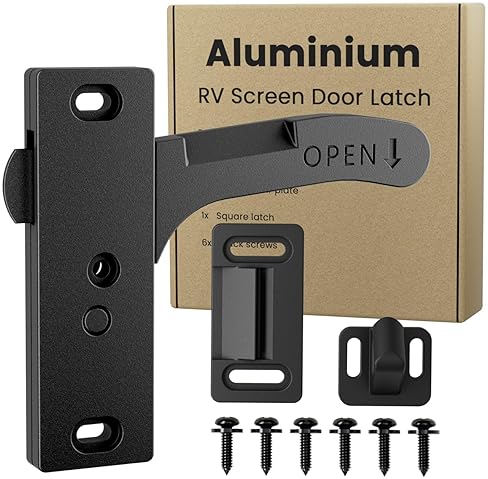 SAFONER ALUMINUM RV SCREEN DOOR LATCH REPLACEMENT KIT - RIGHT HANDLE FOR TRAVEL TRAILER, CAMPER, MOTORHOME - RV ACCESSORIES