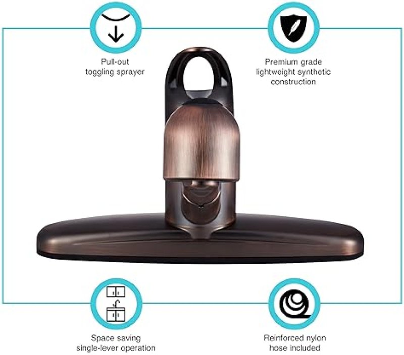 DURA FAUCET NON-METALLIC PULL-OUT RV KITCHEN SINK FAUCET - OIL RUBBED BRONZE