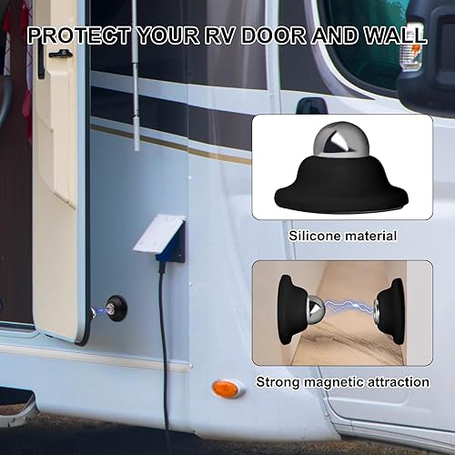 SUNCARACCI MAGNETIC RV DOOR HOLDER BAGGAGE CATCH FOR RV/CAMPER/TRAILER, BLACK (2 PACK)