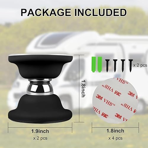 SUNCARACCI MAGNETIC RV DOOR HOLDER BAGGAGE CATCH FOR RV/CAMPER/TRAILER, BLACK (2 PACK)