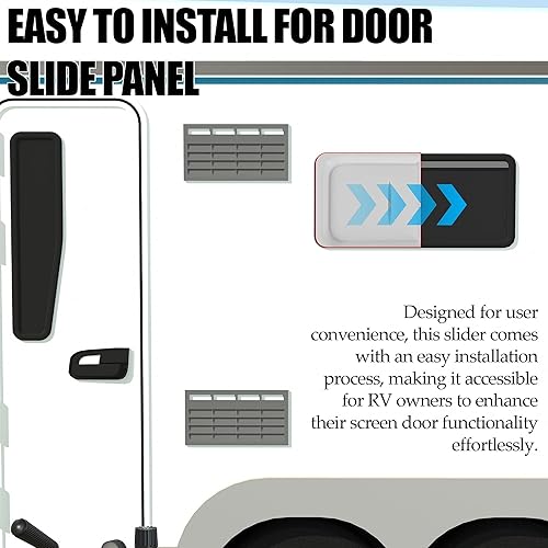 AUSSIO RV SCREEN DOOR LATCH HANDLE KIT (RIGHT HAND) + 12" SLIDE PANEL FOR RV ENTRY DOORS