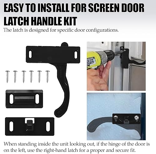 AUSSIO RV SCREEN DOOR LATCH HANDLE KIT (RIGHT HAND) + 12" SLIDE PANEL FOR RV ENTRY DOORS