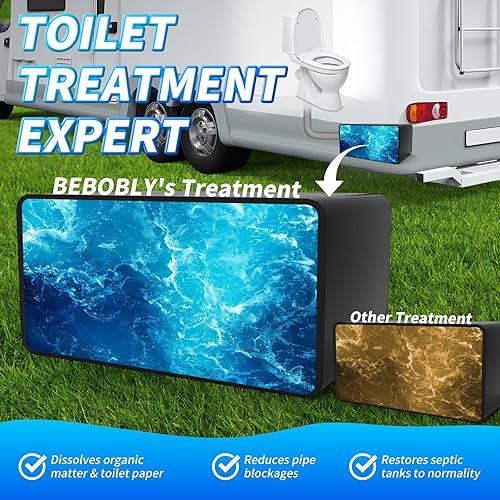 BEBOBLY EXTRA STRENGTH RV TOILET TREATMENT DROP-INS, SEPTIC TANK CLEANER, ODOR CONTROL, LAVENDER SCENT, 50-PACK
