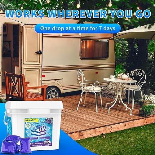 BEBOBLY EXTRA STRENGTH RV TOILET TREATMENT DROP-INS, SEPTIC TANK CLEANER, ODOR CONTROL, LAVENDER SCENT, 50-PACK