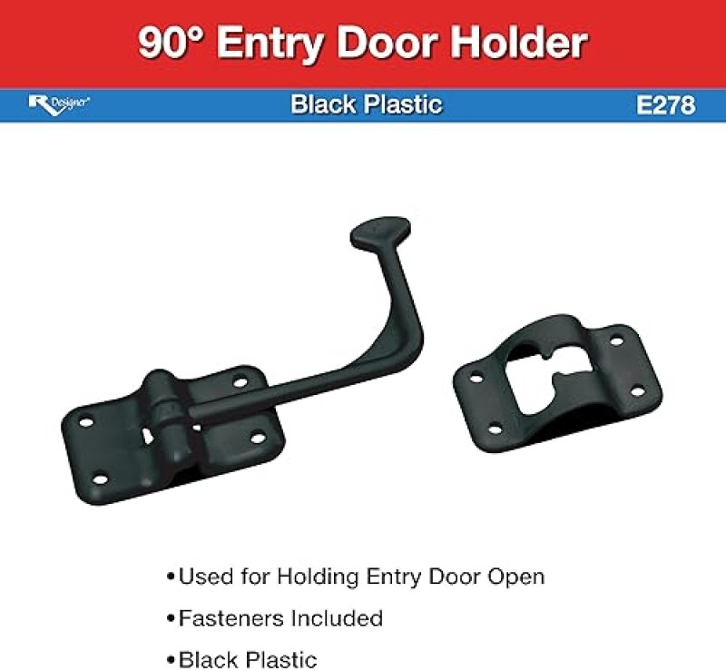 RV DESIGNER E278 ENTRY DOOR HOLDER 90° BLACK - COLLECTION