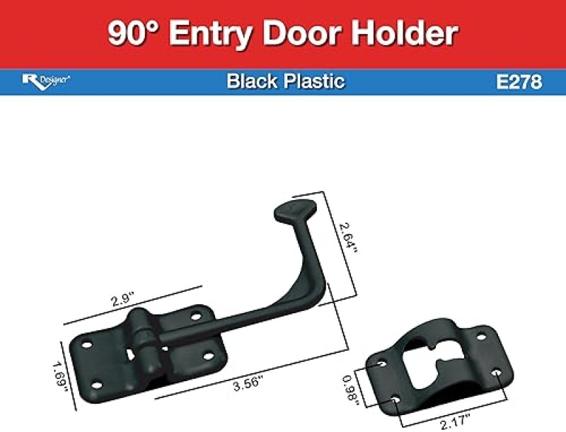 RV DESIGNER E278 ENTRY DOOR HOLDER 90° BLACK - COLLECTION