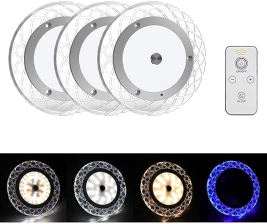 BLUEFIRE DIMMABLE LED RV INTERIOR CEILING LIGHTS - 600LM, 4 COLORS, DIMMER SWITCH - UNDER CABINET, CAMPER, TRUCK - 12-18V (3 PACK)