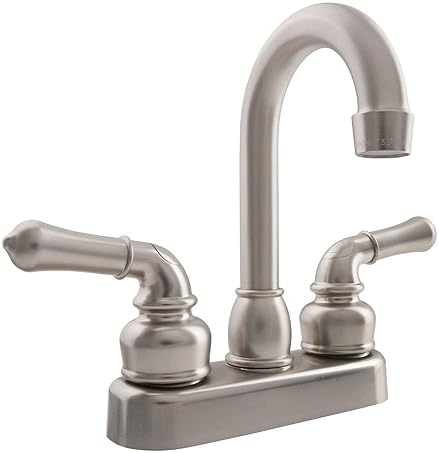 DURA FAUCET RV SWIVEL BAR FAUCET WITH CLASSICAL LEVERS - BRUSHED SATIN NICKEL FINISH