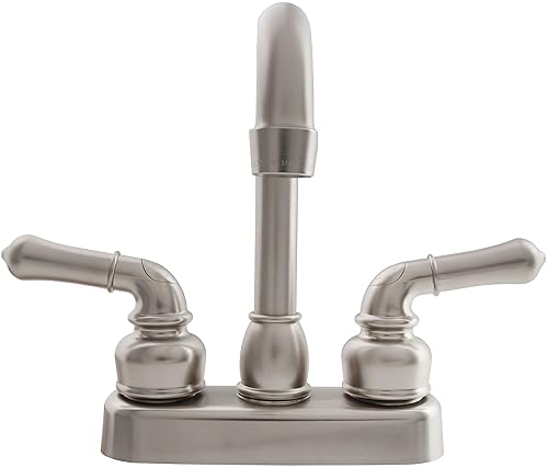 DURA FAUCET RV SWIVEL BAR FAUCET WITH CLASSICAL LEVERS - BRUSHED SATIN NICKEL FINISH