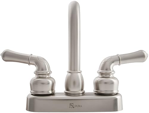 DURA FAUCET RV SWIVEL BAR FAUCET WITH CLASSICAL LEVERS - BRUSHED SATIN NICKEL FINISH