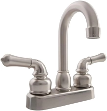DURA FAUCET RV SWIVEL BAR FAUCET WITH CLASSICAL LEVERS - BRUSHED SATIN NICKEL FINISH