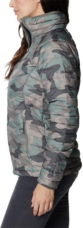 COLUMBIA WOMEN'S POWDER LITE JACKET IN CYPRESS TRAD CAMO PRINT - SIZE MEDIUM
