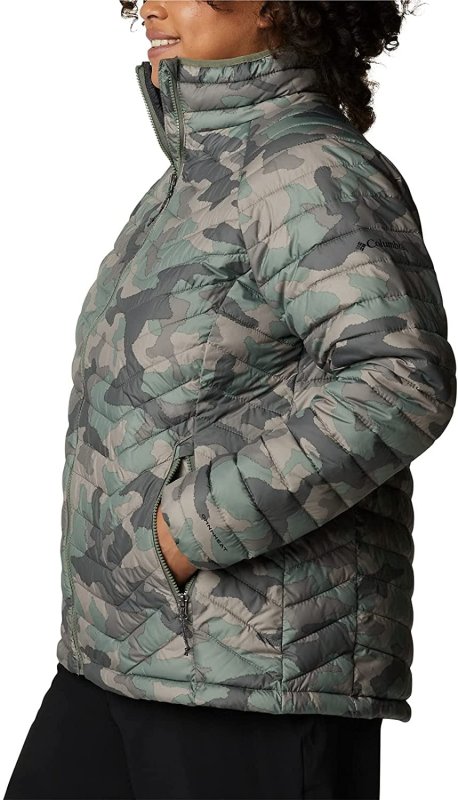 COLUMBIA WOMEN'S POWDER LITE JACKET IN CYPRESS TRAD CAMO PRINT - SIZE MEDIUM