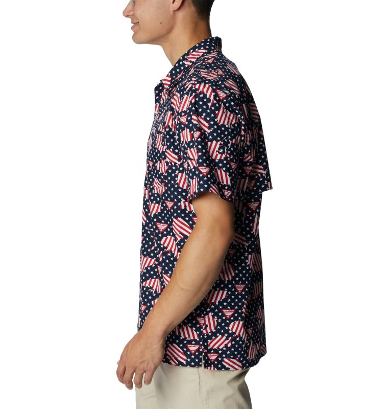 COLUMBIA MEN'S TROLLERS SHORT SLEEVE SHIRT, COLLEGIATE NAVY - SMALL