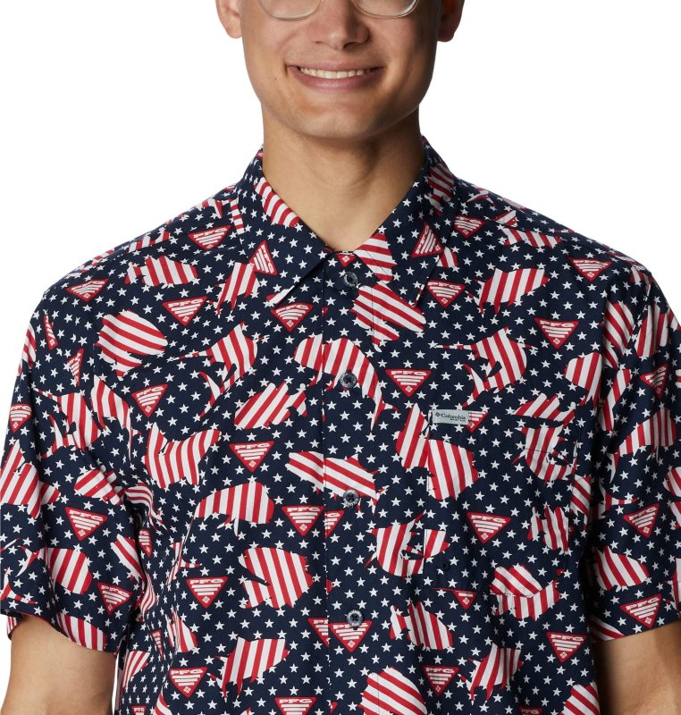 COLUMBIA MEN'S TROLLERS SHORT SLEEVE SHIRT, COLLEGIATE NAVY - SMALL