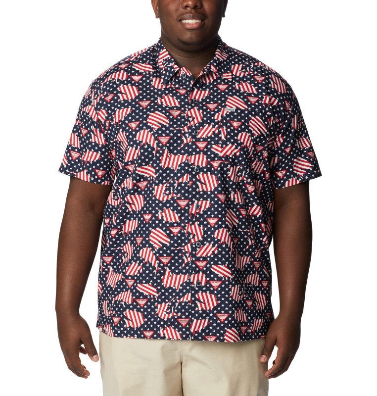 COLUMBIA MEN'S TROLLERS SHORT SLEEVE SHIRT, COLLEGIATE NAVY - SMALL