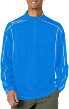 COLUMBIA MEN'S PFG LOW DRAG 1/4 ZIP PULLOVER, MOISTURE-WICKING, SUN PROTECTION, VIVID BLUE, SIZE MEDIUM
