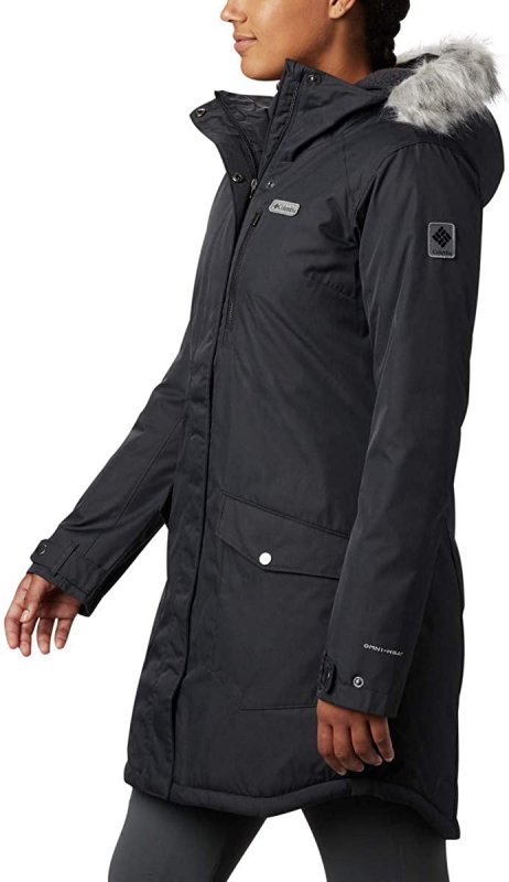 COLUMBIA WOMEN'S BLACK INSULATED LONG JACKET SIZE SMALL - SUTTLE MOUNTAIN