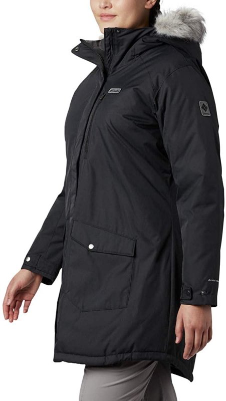 COLUMBIA WOMEN'S BLACK INSULATED LONG JACKET SIZE SMALL - SUTTLE MOUNTAIN