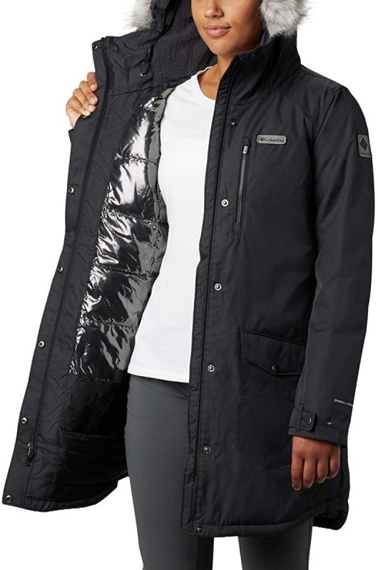 COLUMBIA WOMEN'S BLACK INSULATED LONG JACKET SIZE SMALL - SUTTLE MOUNTAIN