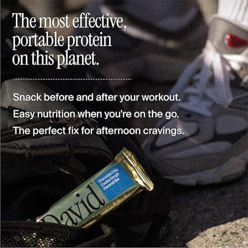 DAVID SUGAR-FREE HIGH PROTEIN BARS - LOW CARB, GLUTEN-FREE SNACK - 28G PROTEIN, 150 CALORIES - SALTED PEANUT BUTTER FLAVOR - PACK OF 12