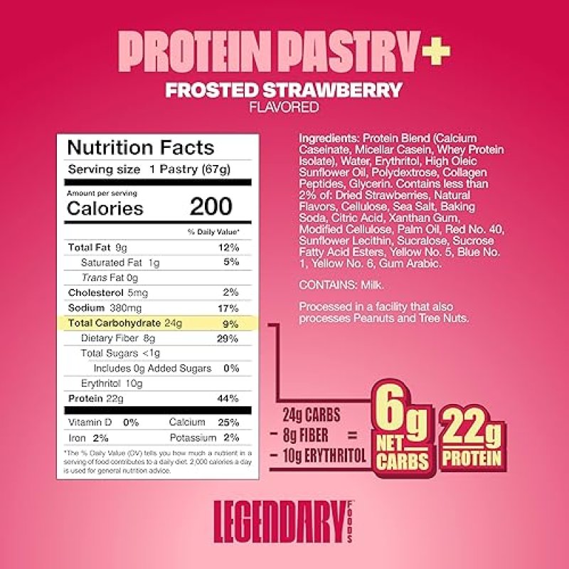 LEGENDARY FOODS PROTEIN PASTRY BUNDLE - LOW CARB MEAL REPLACEMENT BARS - GLUTEN-FREE KETO SNACKS - HEALTHY ENERGY BARS - 16 PACK