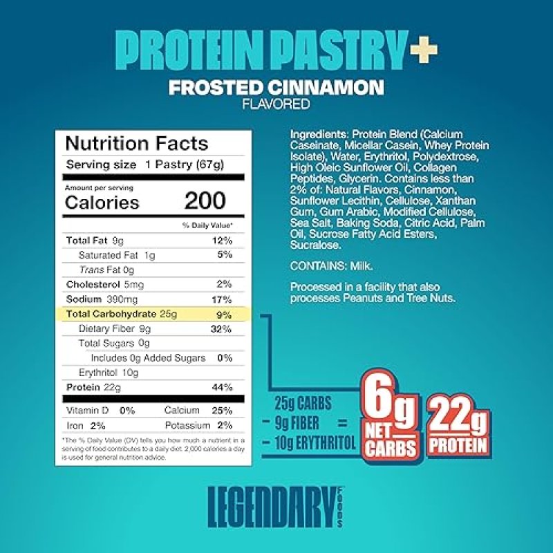 LEGENDARY FOODS PROTEIN PASTRY BUNDLE - LOW CARB MEAL REPLACEMENT BARS - GLUTEN-FREE KETO SNACKS - HEALTHY ENERGY BARS - 16 PACK