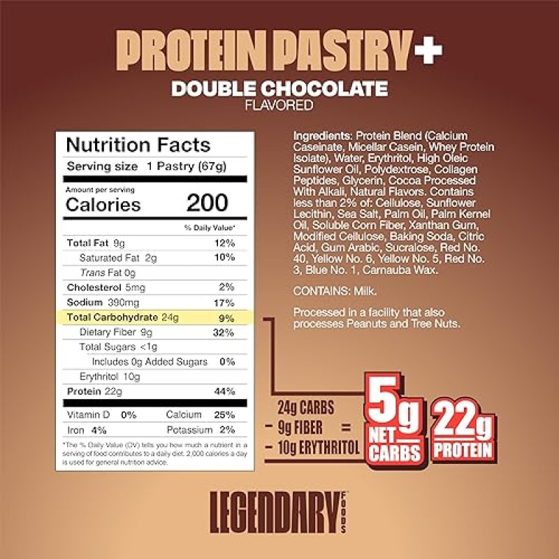 LEGENDARY FOODS LOW CARB PROTEIN PASTRY BUNDLE - GLUTEN FREE & KETO SNACKS - HEALTHY ENERGY BARS - 16 PACK