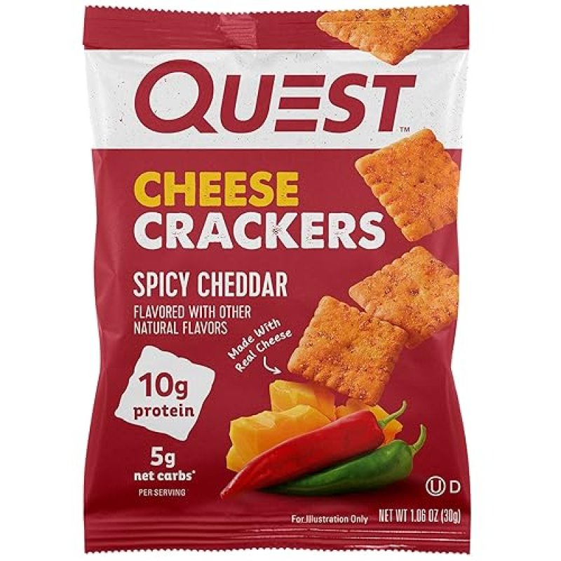 QUEST NUTRITION SPICY CHEDDAR CHEESE CRACKERS - HIGH PROTEIN, LOW CARB, REAL CHEESE - 12 PACK (1.06 OZ)