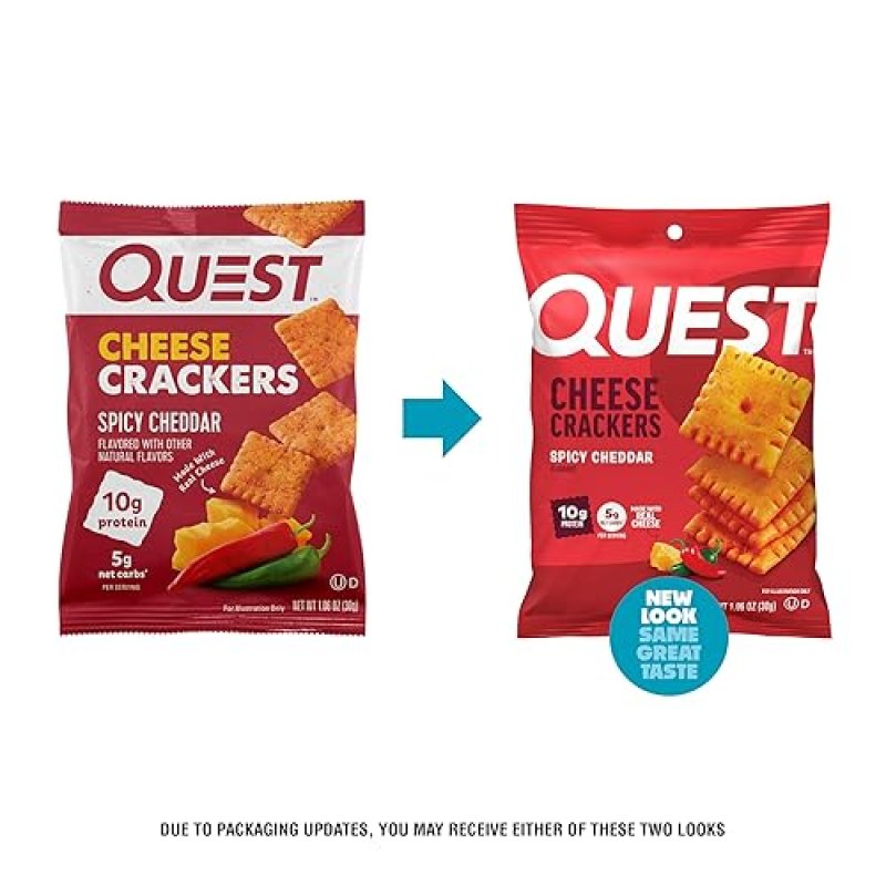 QUEST NUTRITION SPICY CHEDDAR CHEESE CRACKERS - HIGH PROTEIN, LOW CARB, REAL CHEESE - 12 PACK (1.06 OZ)