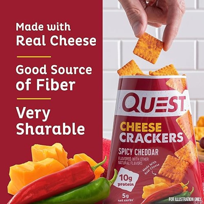 QUEST NUTRITION SPICY CHEDDAR CHEESE CRACKERS - HIGH PROTEIN, LOW CARB, REAL CHEESE - 12 PACK (1.06 OZ)