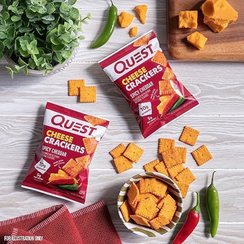 QUEST NUTRITION SPICY CHEDDAR CHEESE CRACKERS - HIGH PROTEIN, LOW CARB, REAL CHEESE - 12 PACK (1.06 OZ)