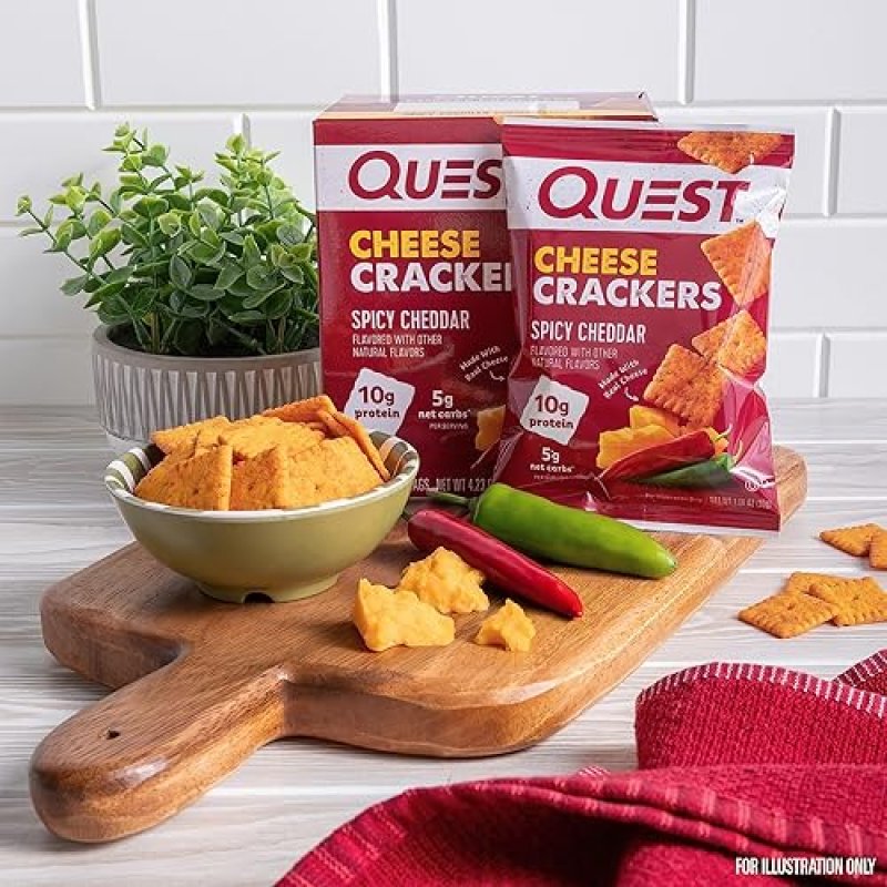 QUEST NUTRITION SPICY CHEDDAR CHEESE CRACKERS - HIGH PROTEIN, LOW CARB, REAL CHEESE - 12 PACK (1.06 OZ)