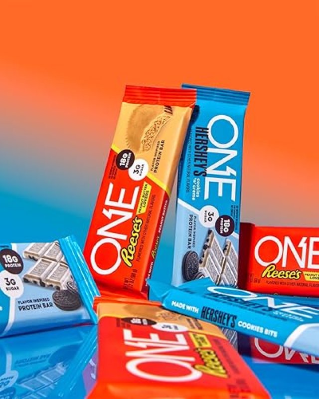 HERSHEY'S REESE'S PEANUT BUTTER LOVERS ONE PROTEIN BARS - GLUTEN FREE, 18G PROTEIN, 3G SUGAR - 2.12 OZ (12 PACK)