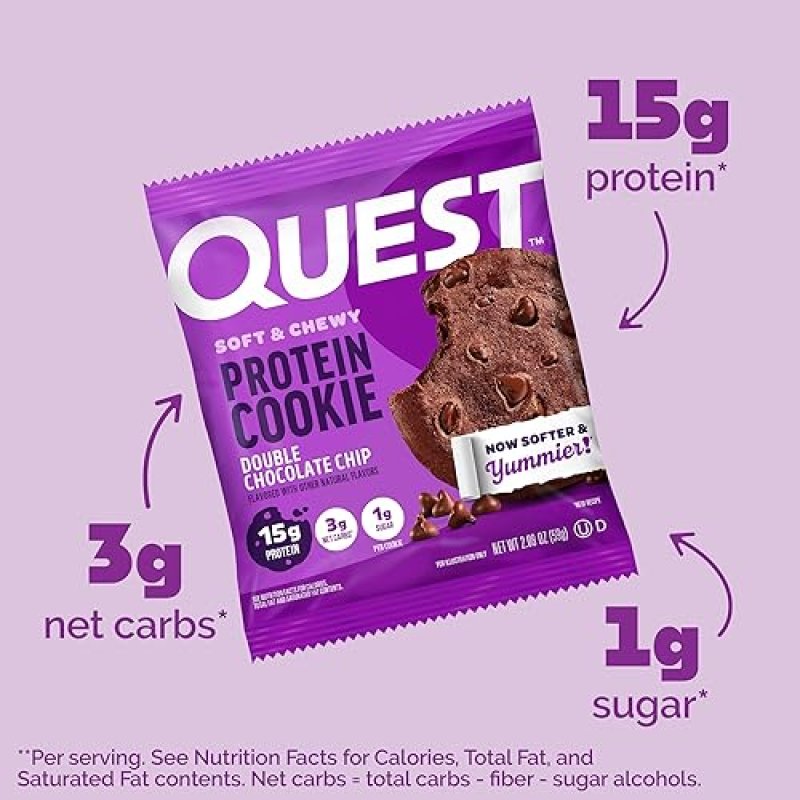 QUEST SOFT & CHEWY DOUBLE CHOCOLATE CHIP PROTEIN COOKIE (12-PACK)