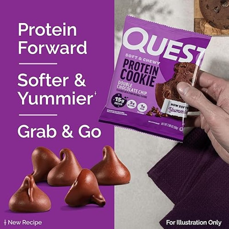 QUEST SOFT & CHEWY DOUBLE CHOCOLATE CHIP PROTEIN COOKIE (12-PACK)