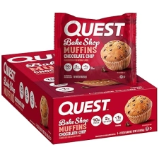QUEST BAKE SHOP CHOCOLATE CHIP MUFFINS: 10G PROTEIN, 2G NET CARBS, LOW SUGAR - 8 PACK