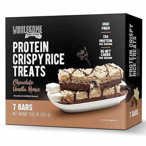 WHOLESOME PROVISIONS PROTEIN CRISPY RICE TREATS - 15G PROTEIN, LOW CARB, GLUTEN-FREE, KETO-FRIENDLY (CHOCOLATE VANILLA REMIX)