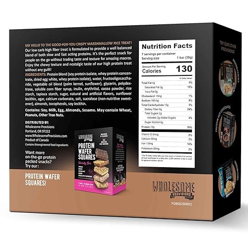 WHOLESOME PROVISIONS PROTEIN CRISPY RICE TREATS - 15G PROTEIN, LOW CARB, GLUTEN-FREE, KETO-FRIENDLY (CHOCOLATE VANILLA REMIX)