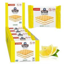 RIP VAN WAFELS LEMON COOKIES - VEGAN, KETO FRIENDLY, LOW CALORIE SNACK - 16 COUNT - 1G SUGAR - 4G CARBS - 120 CALORIES