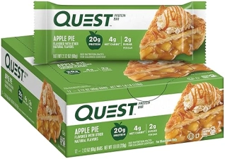 QUEST NUTRITION APPLE PIE PROTEIN BAR - 20G PROTEIN, 4G NET CARBS - GLUTEN FREE, KETO FRIENDLY - 12 COUNT"